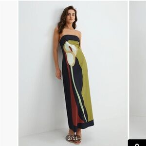 Commense large floral Print tube top dress NWT